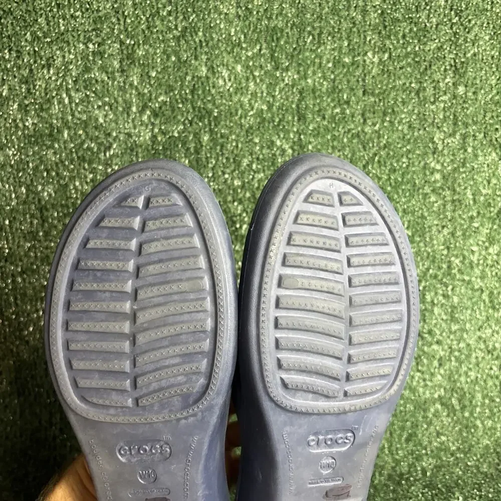 Crocs Patricia Blue Gray Wedge Heel Slides‎ Sandals 10386 Womens Size 10